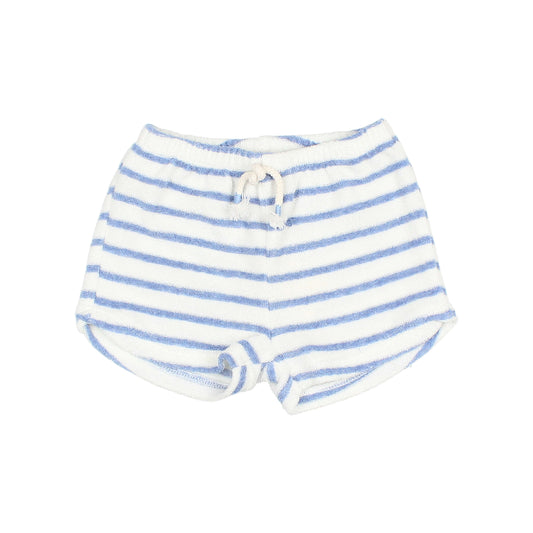 BABY TERRY STRIPES SHORTS - PLACID BLUE
