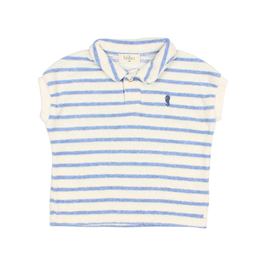 BABY TERRY STRIPES POLO - PLACID BLUE